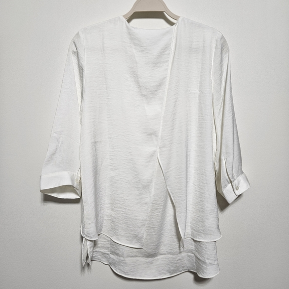 Chico's Womens Tunic Top Blouse Flowy Petal Back Cottagecore Hi Lo Soft White M - Picture 5 of 12